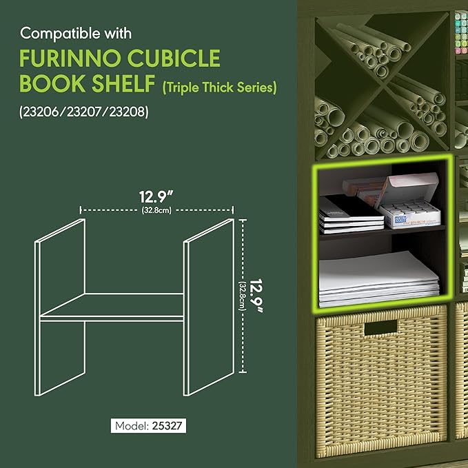 Furinno Cubicle Cube Insert, H-Shelf Cube Organizer, 2-Tier Shelf Accessory - Image 3