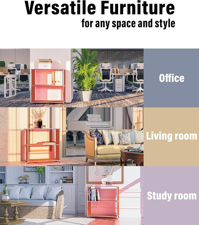 32-Inch 2-Tier Metal Bookcase, Open Shelf Storage Organizer - Image 6