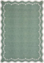 GarveeHome Scalloped Entryway Rug 2x3 Sage Green Washable Front Door Rug | - Image 7