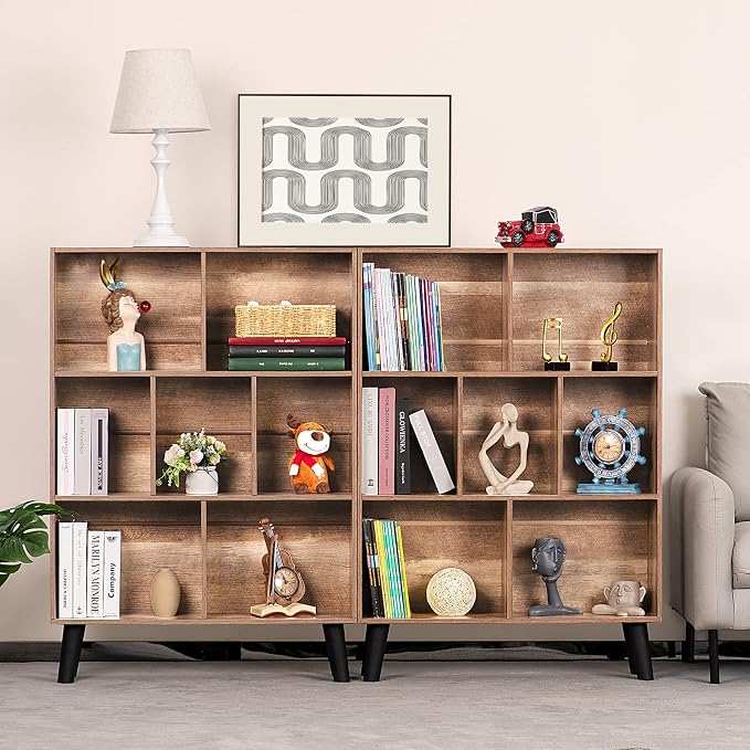 LEYAOYAO 7 Cube Bookshelf 3 Tier Modern Bookcase - Image 4