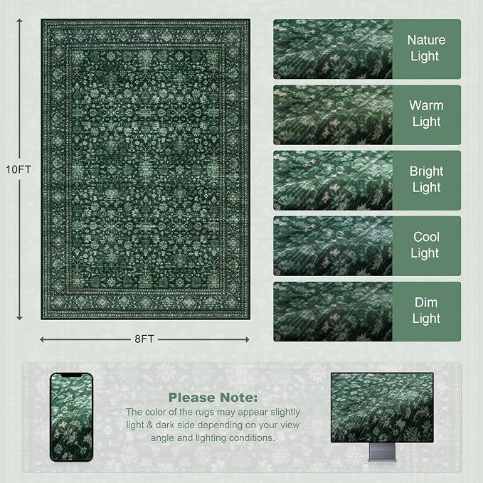 8x10 Area Rugs Living Room: Washable Rug - Image 2