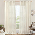 Extra Wide Linen Curtains for Bedroom Living Room 60 x 84 Inch | Natural Cream by LAMIT