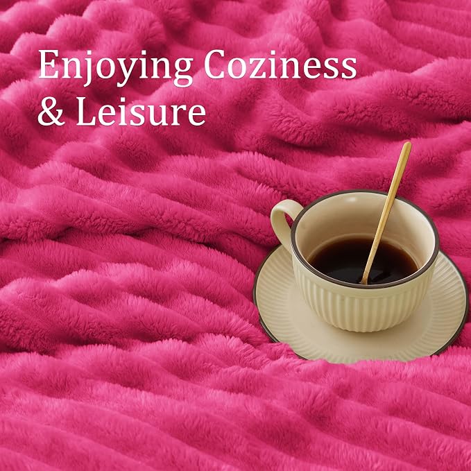 BEDELITE Ribbed Twin Blanket for Couch & Bed, Hot Pink, Warm Yet Lightweight - Image 5