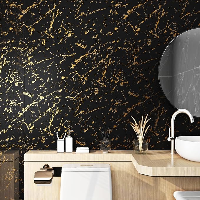 FunStick 24"x200" Modern Black and Gold Wallpaper Peel and Stick Wallpaper - Image 6