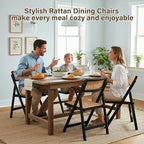 Furlide Rattan Folding Chairs, Modern Mid Century Dining Chairs Set of 2 - Image 6