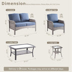 Weaxty Wicker Patio Furniture Set High Back Loveseat Sofa Couch Armchair Coffee - Image 2