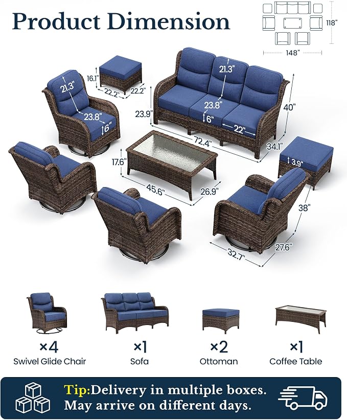 HILLGA Luxury High Back Patio Furniture Set - Image 2