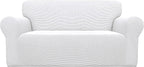 Easy-Going Stretch Loveseat Couch Covers Washable Snow White | 1-Piece Loveseat by Easy-Going