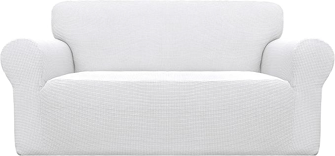 Easy-Going Stretch Loveseat Couch Covers Washable Snow White | 1-Piece Loveseat by Easy-Going