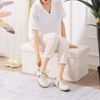 Storage Ottoman Bench Foldable Seat Footrest Shoe Bench End of Bed Storage - Image 4