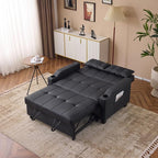 VINGLI Black Futon Sofa Bed Convertible Loveseat Sleeper Couch, Faux Leather - Image 2