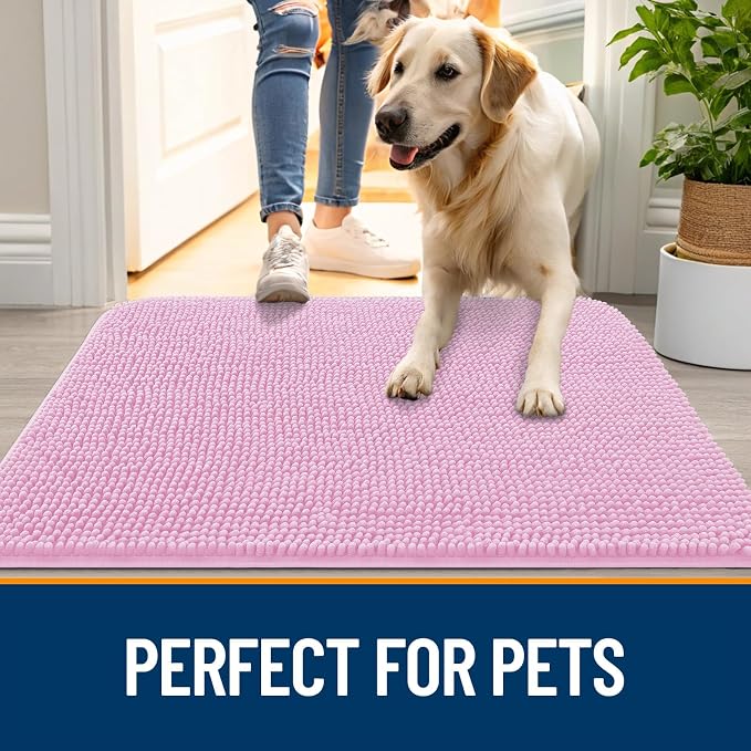 OLANLY Dog Door Mat for Muddy Paws 59x32, Super Absorbent Chenille Mud Mat | - Image 6