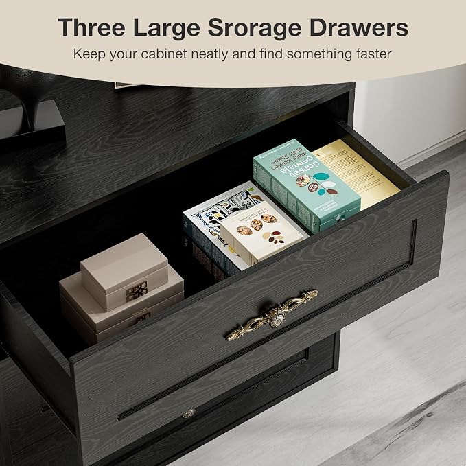 Wooden Dresser with 6 Large Drawers, Storage Cabinet Organizer Sideboard - Image 4