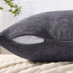 MIULEE Grey Chenille Couch Lumbar Throw Pillow Covers, 12x20 | Set of 2 - Image 6