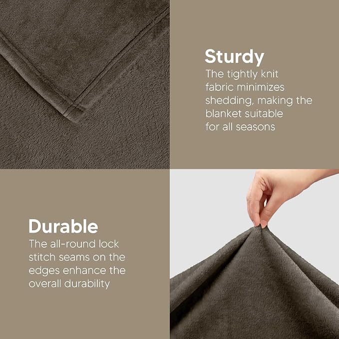 Utopia Bedding Ultra Soft Fleece Bed Blanket Queen Size Brown | Microfiber - Image 7