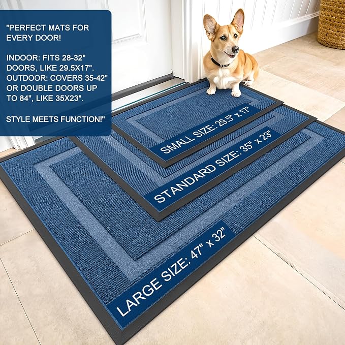 OLANLY Front Door Mat Outside 33x21, All-Season Heavy-Duty Rubber Doormat | - Image 2