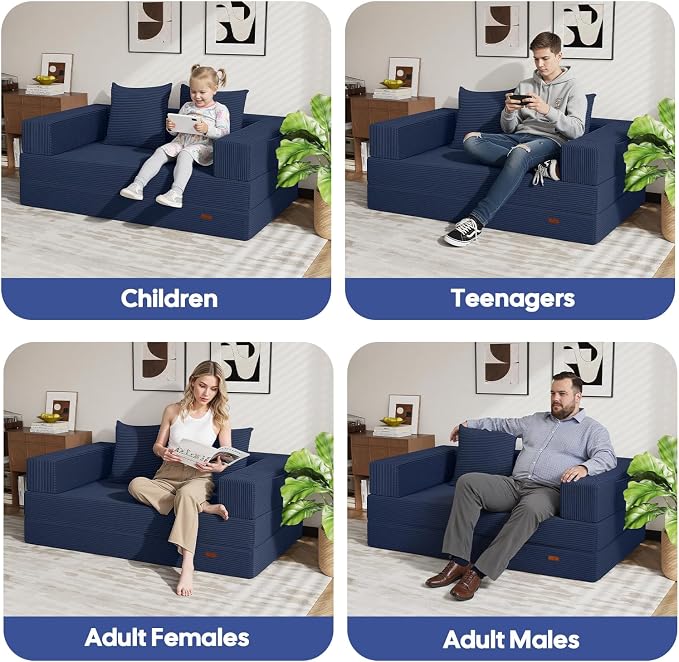 COMAX Futon Sofa Bed, 4‑in‑1 Convertible Sofa Bed, Folding Boneless Couches - Image 8