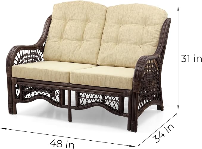 Malibu Lounge Loveseat Sofa Natural Rattan Wicker Handmade Design - Image 2