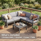 Stoog Patio Furniture Set, 6-Piece All-Weather Outdoor Sectional Sofa Set - Image 5