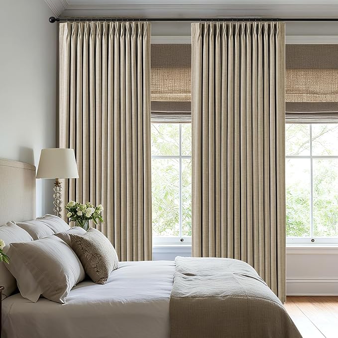 AUSSPVOCT Pinch Pleated 95 Inch Linen Curtains 100% Blackout - Image 4