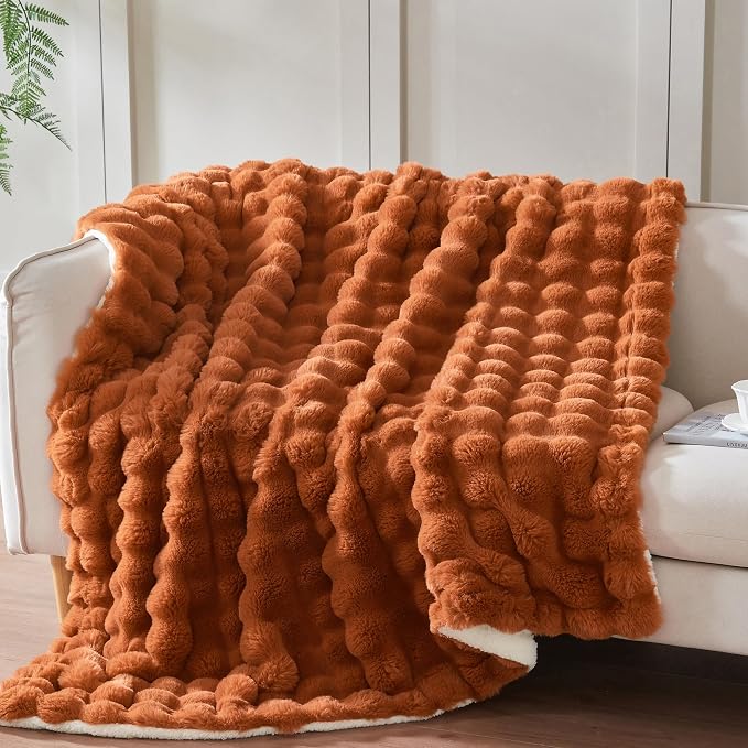 50x60 Inches Ultra-Soft Fuzzy Faux Fur Plush Throw Blanket by Serenhom