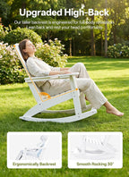 Outdoor Oversized Adirondack Rocking Chairs, All Weather HDPE Patio Rocking - Image 3