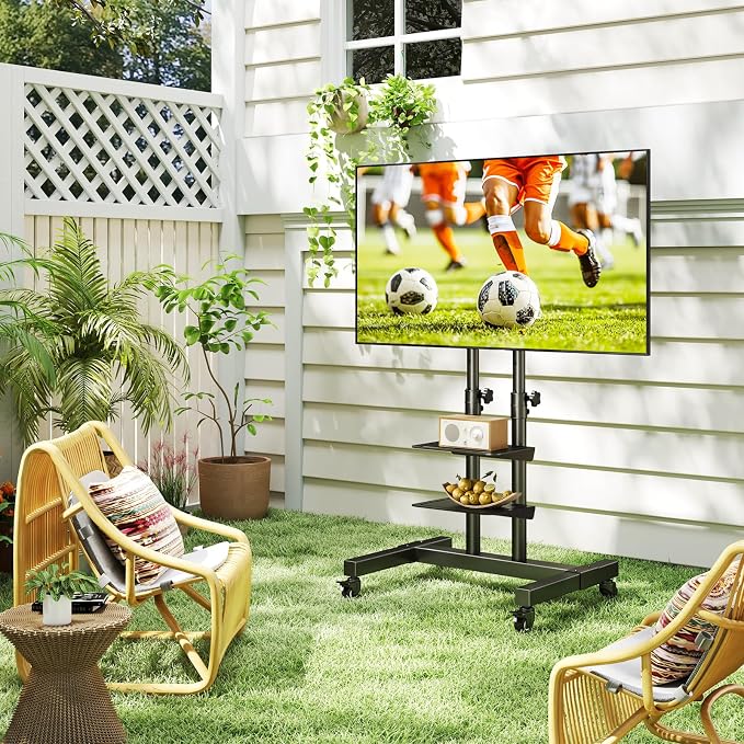 Mobile TV Stand Rolling TV Cart Floor Stand - Image 7