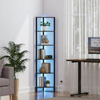 TUTOTAK Corner Shelf with LED Light, 6-Tier Corner Bookshelf - Image 8