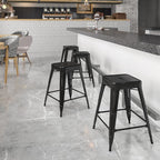 Flash Furniture Kai Commercial Grade 24" High Backless Black Metal - Image 2