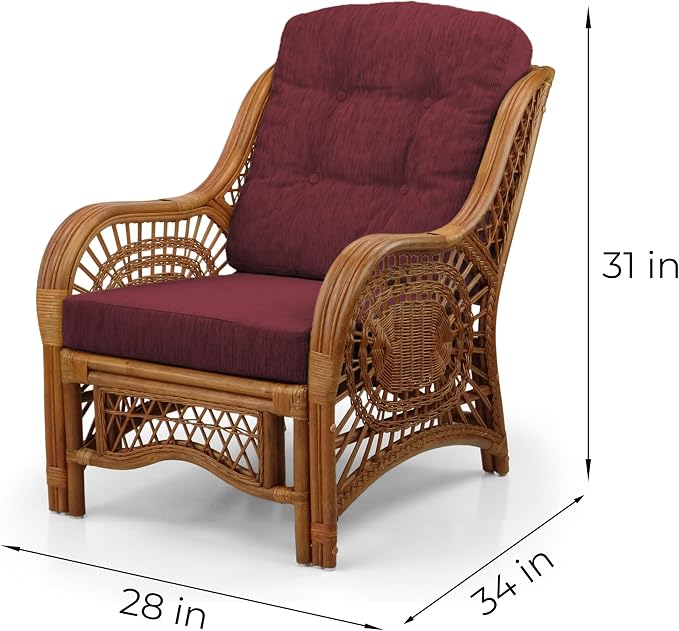 Malibu Lounge Living Accent Armchair Natural Rattan Wicker Handmade Design - Image 2