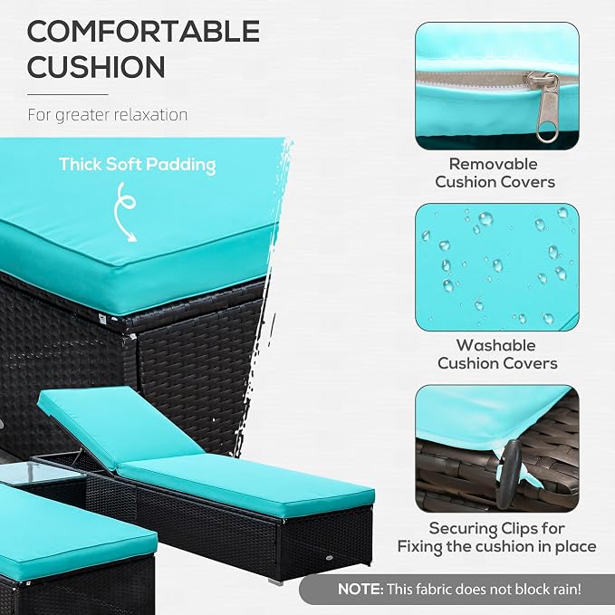 Outsunny Chaise Lounge Chair Set of 2 - Image 8