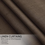 Extra Long Curtain Chocolate Morden Linen Blend Light Filtering Back Tab - Image 2