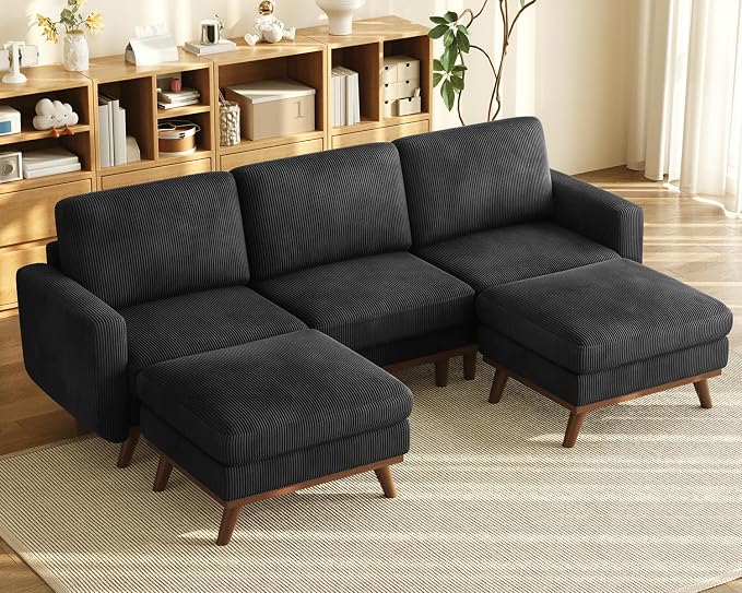 Vesgantti 97" Modular Sectional Sofa Black, U-Shaped Couch by Vesgantti