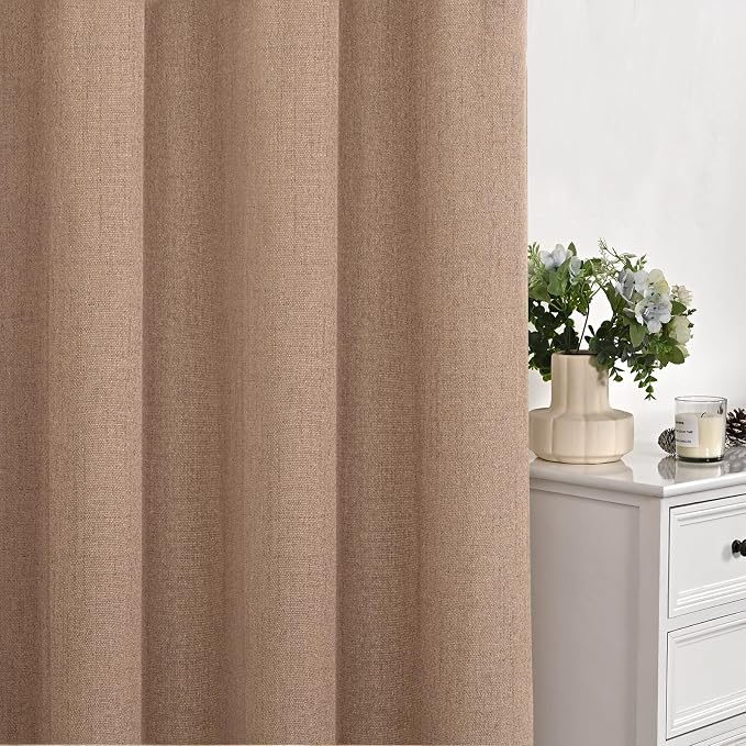 YoungsTex Linen Semi Sheer Curtains 42X48 Inch Length 2 Panels - Image 7