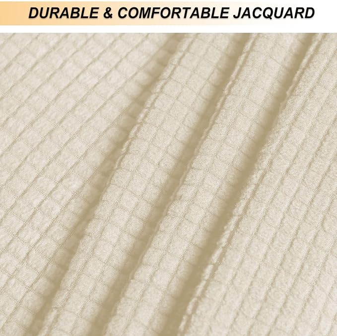 NeColorLife Stretch Ottoman Cover Square Soft Knitted Jacquard Washable Thick - Image 3
