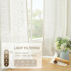 Ivory 90 Inches Long Linen Semi Sheer Curtains - Image 4
