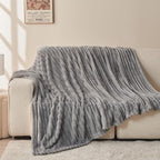 NEWCOSPLAY Fleece Ribbed Cozy Throw Blanket - Image 8