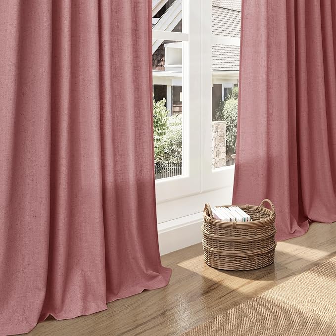 Canyon Rose Linen Curtains 84 Inch Length 2 Panels Set - Image 6