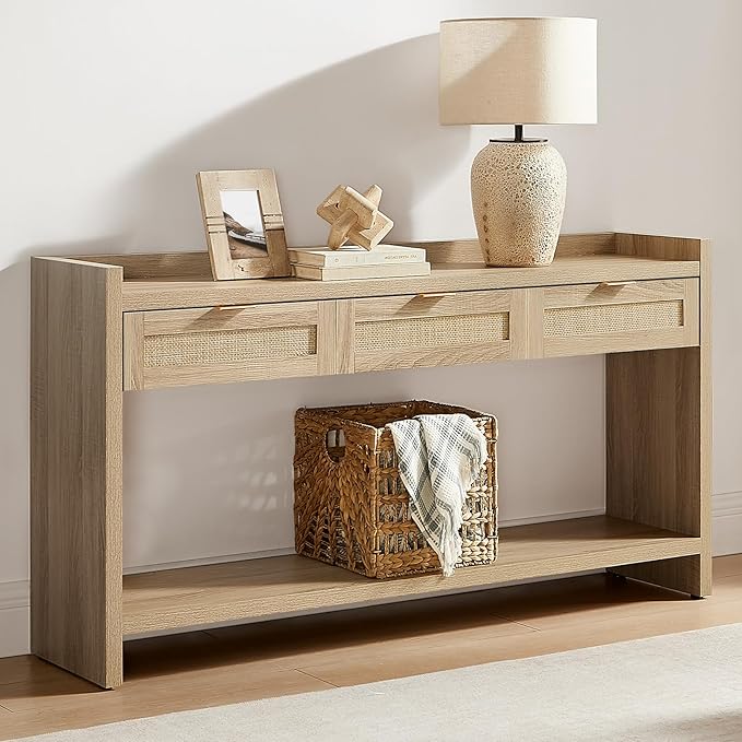 SICOTAS Rattan Console Table for Entryway - Image 6