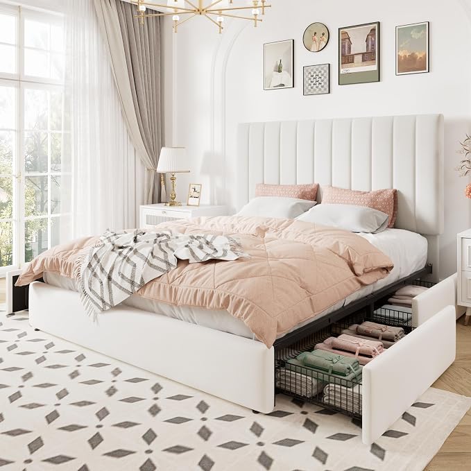 Allewie Full Size Storage Bed Frame, Vertical Channel Tufted Adjustable - Image 9