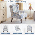 HUIMO Printed Wingback Accent Chair, Linen Upholstered High Back Armchair - Image 9