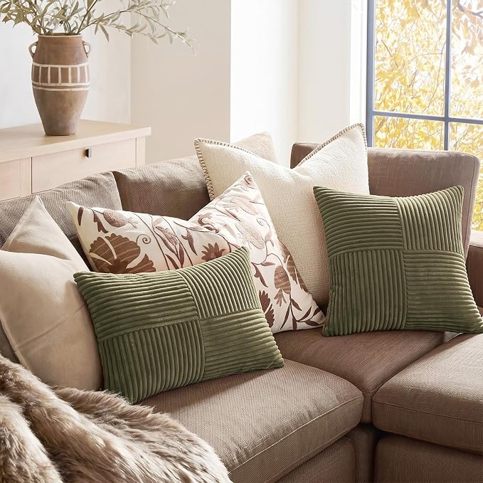 Fancy Homi 2 Packs Olive Green Long Lumbar Decorative Throw Pillow Covers 12x24 - Image 5