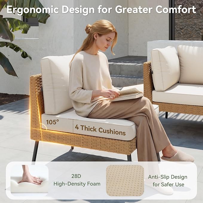 Aoxun 8 Piece Patio Furniture Set, 8 Seats Outdoor Sectional Sofas - Image 3