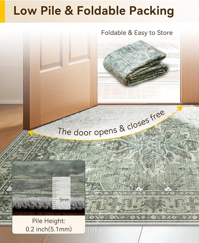 RELEANY Washable Area Rug, Runner 3'x7', Water Repellent, Pet Friendly - Image 6