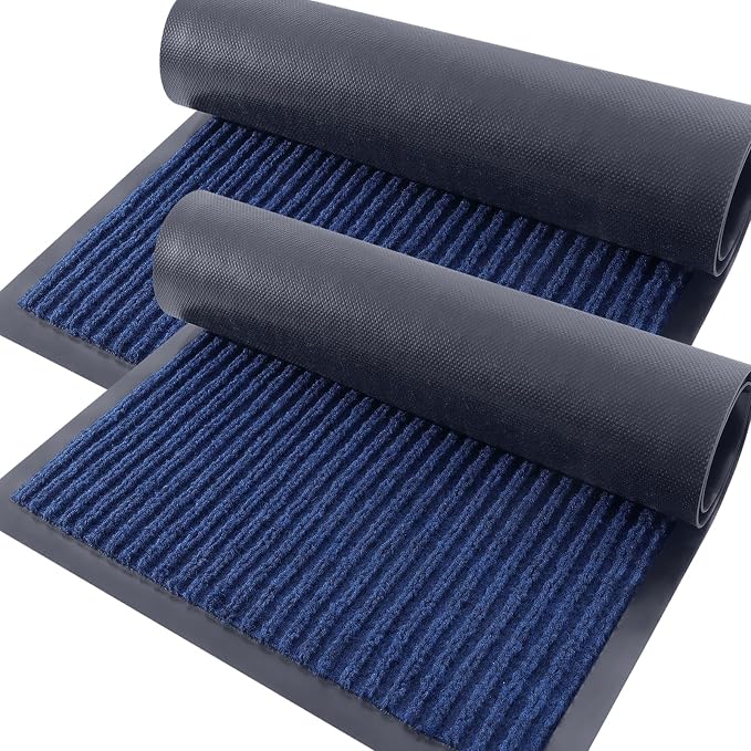 OLANLY 2-Pack Front Door Mats 35x23, Waterproof Heavy-Duty Doormats | Blue by OLANLY