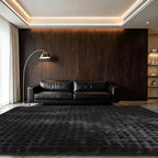 Black Rabbit Plush Rug 8'x10', Fluffy Faux Fur Shaggy Area Rug - Image 3