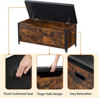 IDEALHOUSE Storage Bench, 39.4" Retro Wooden Storage Chest - Image 5