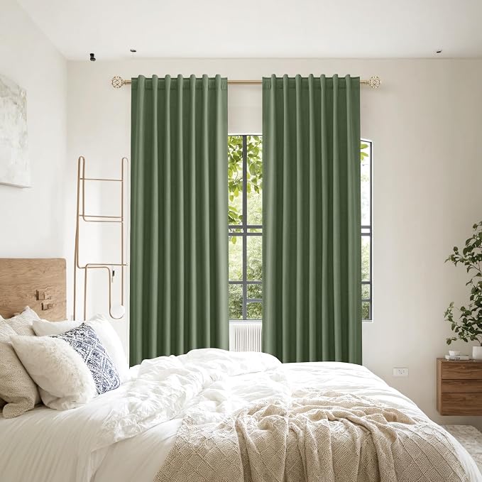 Olive Green 100% Blackout Curtains 84 Inch Length 2 Panels Set - Image 8