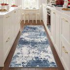 Blue Rug Runners for Hallways Kitchen 2.6x8 Non Slip Washable Entryway Runner - Image 2