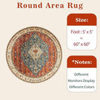 SERISSA 5ft Washable Non Slip Round Boho Area Rug - Image 6